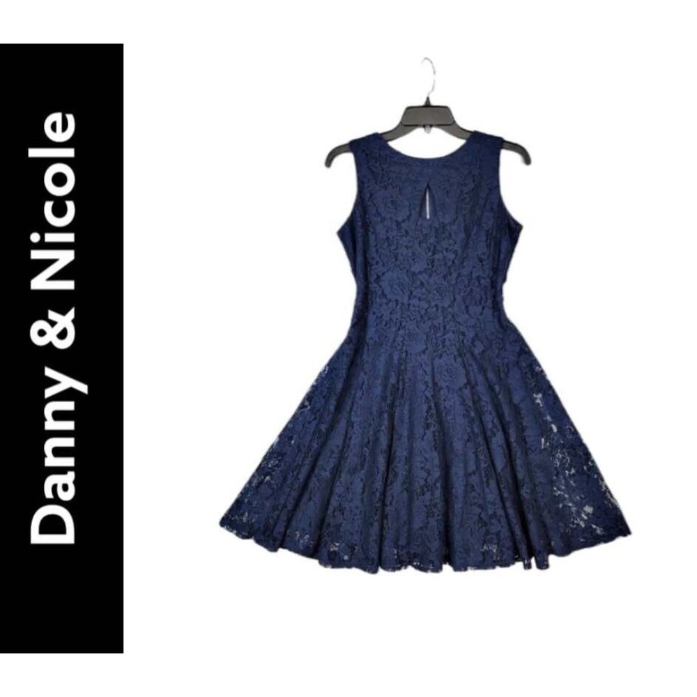 Danny and Nicole Women's Navy Blue 6P Lace Dress Fit & Flare Zipper Sleeveless